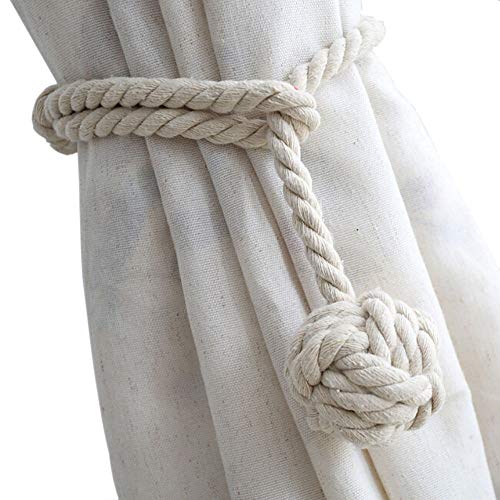 Melaluxe Raffhalter für Vorhänge, strapazierfähig, handgefertigt, ländliche Dekoration, Beige, 4 Stück von Melaluxe