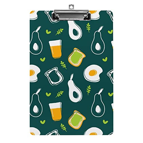 Avocado-Ei-Toast-Orangensaft-Klemmbrett im A4-Format, lustiges, ästhetisches Arbeits- und Lernbuchstabe, Standard-Klemmbrett, 31,8 x 21,6 cm, Hartfaserplatte für Schule, Klassenzimmer, Kinder, Schre Avocado-Ei-Toast-Orangensaft-Klemmbrett im A4-Format, lustiges, ästhetisches Arbeits- und Lernbuchstabe, Standard-Klemmbrett, 31,8 x 21,6 cm, Hartfaserplatte für Schule, Klassenzimmer, Kinder, Schre von Melbrakin