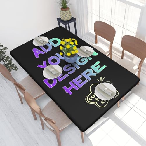 Benutzerdefinierte Tischdecke, personalisierte Tischdecke mit elastischen Rändern, fügen Sie Ihr Logo/Foto/Text hinzu, wasserdichte Tischdecke, passgenaue Tischdecke für Innen- und Außenküchenpartys von Melbrakin