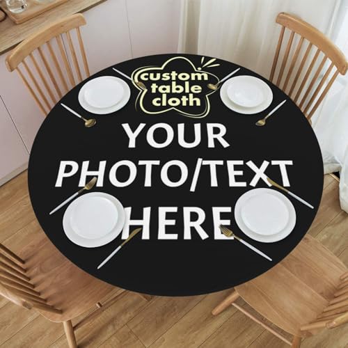 Benutzerdefinierte runde Tischdecke, fügen Sie Ihr Foto/Text hinzu, wasserdichte Tischdecke für Küche, Esszimmer, Picknick, Camping, Tischdekoration von Melbrakin