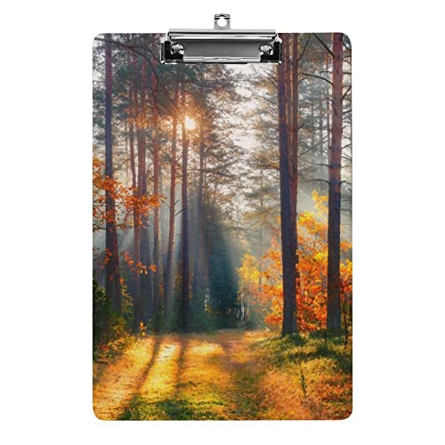 Herbstwald-Sonnenaufgang-Landschaft, Klemmbrett im A4-Format, lustig, ästhetisch, zum Arbeiten, Lernen, Buchstaben, Standard-Klemmbrett, 31,8 x 21,6 cm, Hartfaserplatte für Schule, Klassenzimmer, Ki Herbstwald-Sonnenaufgang-Landschaft, Klemmbrett im A4-Format, lustig, ästhetisch, zum Arbeiten, Lernen, Buchstaben, Standard-Klemmbrett, 31,8 x 21,6 cm, Hartfaserplatte für Schule, Klassenzimmer, Ki von Melbrakin