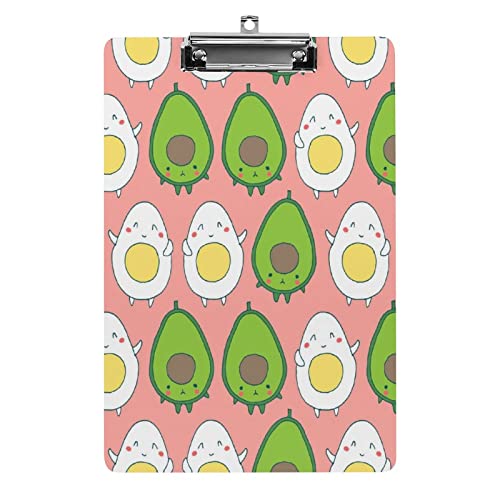 Klemmbrett im Kawaii-Avocado-Ei-Lebensmittel-Stil, A4-Größe, lustiges, ästhetisches Arbeits- und Lernbuchstabe, Standard-Klemmbrett, 31,8 x 21,6 cm, Hartfaserplatte für Schule, Klassenzimmer, Kinder, von Melbrakin