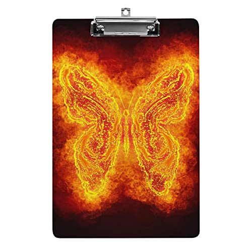 Klemmbrett mit Flammen-Schmetterlings-Silhouette, A4-Größe, lustig, ästhetisch, zum Arbeiten, Lernen, Buchstaben, Standard-Klemmbrett, 31,8 x 21,6 cm, Hartfaserplatte für Schule, Klassenzimmer, Kind Klemmbrett mit Flammen-Schmetterlings-Silhouette, A4-Größe, lustig, ästhetisch, zum Arbeiten, Lernen, Buchstaben, Standard-Klemmbrett, 31,8 x 21,6 cm, Hartfaserplatte für Schule, Klassenzimmer, Kind von Melbrakin
