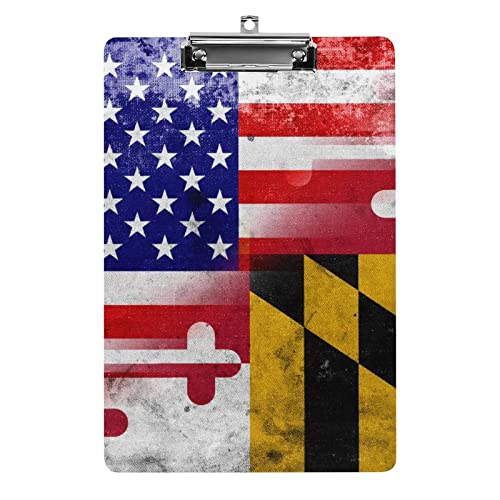 Klemmbrett mit USA-Flagge und Maryland-Staatsflagge im A4-Format, lustiges, ästhetisches Arbeits- und Lernbuchstabe, Standard-Klemmbrett, 31,8 x 21,6 cm, Hartfaserplatte für Schule, Klassenzimmer, K Klemmbrett mit USA-Flagge und Maryland-Staatsflagge im A4-Format, lustiges, ästhetisches Arbeits- und Lernbuchstabe, Standard-Klemmbrett, 31,8 x 21,6 cm, Hartfaserplatte für Schule, Klassenzimmer, K von Melbrakin