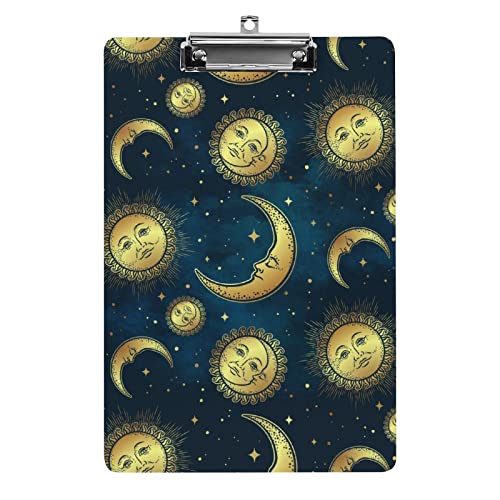Mond, Sonne und Sterne, Klemmbrett im A4-Format, lustig, ästhetisch, zum Arbeiten, Lernen, Buchstaben, Standard-Klemmbrett, 31,8 x 21,6 cm, Hartfaserplatte für Schule, Klassenzimmer, Kinder, Schreib Mond, Sonne und Sterne, Klemmbrett im A4-Format, lustig, ästhetisch, zum Arbeiten, Lernen, Buchstaben, Standard-Klemmbrett, 31,8 x 21,6 cm, Hartfaserplatte für Schule, Klassenzimmer, Kinder, Schreib von Melbrakin