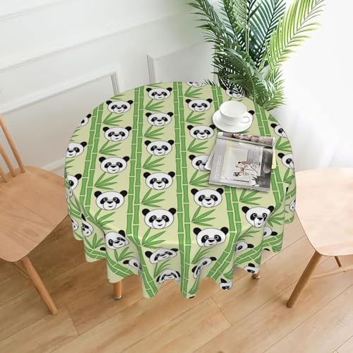 Panda-Tischdecke, runde Tischdecke, knitterfrei, wasserdicht, 152,4 cm, waschbar, für Küche, Party, Picknick von Melbrakin