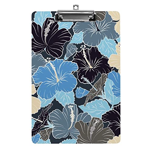 Vintage-Klemmbrett mit Hibiskusblüten, blauem Blumenmuster, A4-Größe, lustiges, ästhetisches Arbeits- und Lernbuchstabe, Standard-Klemmbrett, 31,8 x 21,6 cm, Hartfaserplatte für Schule, Klassenzimme Vintage-Klemmbrett mit Hibiskusblüten, blauem Blumenmuster, A4-Größe, lustiges, ästhetisches Arbeits- und Lernbuchstabe, Standard-Klemmbrett, 31,8 x 21,6 cm, Hartfaserplatte für Schule, Klassenzimme von Melbrakin