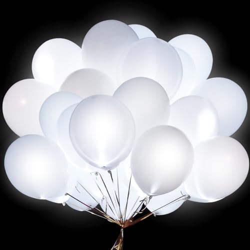 40 Stück Leuchtende Luftballons，LED leuchtende Ballons weiß，Led ballon lichter，Leuchtet Ballons im Dunkeln，für Partys, Festivals, Kindergeburtstage von Meleager