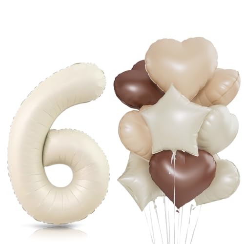 Beige Luftballon 6.Geburtstag,Cremeweiß 6. Geburtstag Ballon Deko,XXL 40 Zoll luftballon 6.,Beige Aprikose Braun Herz Stern Folienballons,für 6 Jahre Geburtstagsdeko Jubiläum Party Dekoration Beige Luftballon 6.Geburtstag,Cremeweiß 6. Geburtstag Ballon Deko,XXL 40 Zoll luftballon 6.,Beige Aprikose Braun Herz Stern Folienballons,für 6 Jahre Geburtstagsdeko Jubiläum Party Dekoration von Meleager