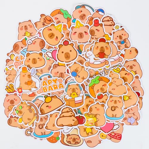 Capybara Aufkleber Kinder, 100PCS Capybara Sticker, Capybara geburtstag deko, Klebebilder für Kinder, für Mitgebsel Kindergeburtstag (B) von Meleager