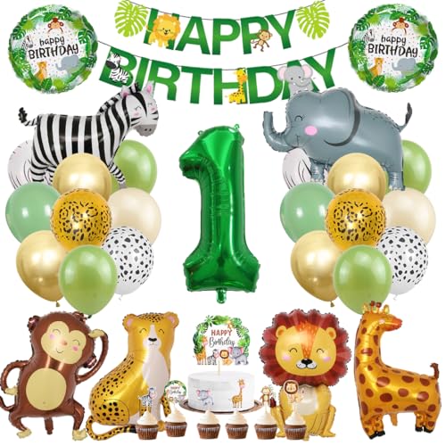 Dschungel Deko 1 Geburtstag, Dschungel Geburtstagsdeko 1 Jahr, Safari Tiere Folienballon 1, 41 Stück Waldtiere Luftballon Dekoration, Waldtiere Grüner Luftballon für Mädchen Junge Kinder Dschungel Deko 1 Geburtstag, Dschungel Geburtstagsdeko 1 Jahr, Safari Tiere Folienballon 1, 41 Stück Waldtiere Luftballon Dekoration, Waldtiere Grüner Luftballon für Mädchen Junge Kinder von Meleager