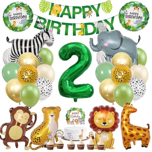 Dschungel Deko 2 Geburtstag, Dschungel Geburtstagsdeko 2 Jahr, Safari Tiere Folienballon 2, 41 Stück Waldtiere Luftballon Dekoration, Waldtiere Grüner Luftballon für Mädchen Junge Kinder Dschungel Deko 2 Geburtstag, Dschungel Geburtstagsdeko 2 Jahr, Safari Tiere Folienballon 2, 41 Stück Waldtiere Luftballon Dekoration, Waldtiere Grüner Luftballon für Mädchen Junge Kinder von Meleager