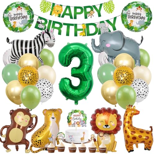 Dschungel Deko 3 Geburtstag, Dschungel Geburtstagsdeko 3 Jahr, Safari Tiere Folienballon 3, 41 Stück Waldtiere Luftballon Dekoration, Waldtiere Grüner Luftballon für Mädchen Junge Kinder Dschungel Deko 3 Geburtstag, Dschungel Geburtstagsdeko 3 Jahr, Safari Tiere Folienballon 3, 41 Stück Waldtiere Luftballon Dekoration, Waldtiere Grüner Luftballon für Mädchen Junge Kinder von Meleager