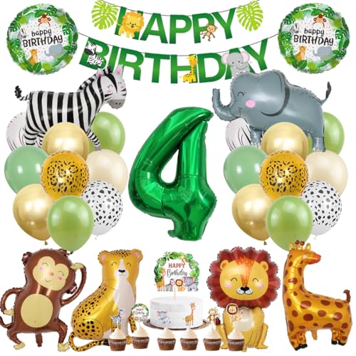 Dschungel Deko 4 Geburtstag, Dschungel Geburtstagsdeko 4 Jahr, Safari Tiere Folienballon 4, 41 Stück Waldtiere Luftballon Dekoration, Waldtiere Grüner Luftballon für Mädchen Junge Kinder Dschungel Deko 4 Geburtstag, Dschungel Geburtstagsdeko 4 Jahr, Safari Tiere Folienballon 4, 41 Stück Waldtiere Luftballon Dekoration, Waldtiere Grüner Luftballon für Mädchen Junge Kinder von Meleager