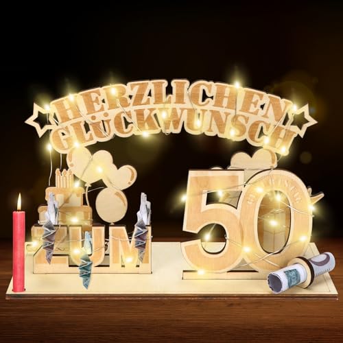 Geldgeschenke 50 Geburtstag,50.Geschenke Dekoration mit LED Lichterkette,Geschenke aus Holz zum 50 Geburtstag Mann Frau,Geldgeschenke Geburtstag Holz für Jungen und Mädchen Geldgeschenke 50 Geburtstag,50.Geschenke Dekoration mit LED Lichterkette,Geschenke aus Holz zum 50 Geburtstag Mann Frau,Geldgeschenke Geburtstag Holz für Jungen und Mädchen von Meleager