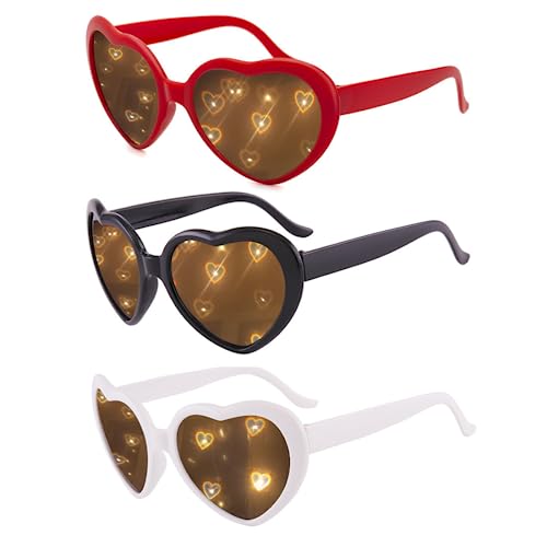 Herz Brille Effekt, Herzförmige Brille 3d Effekt, 3 Stück Pfirsichherz Spezialeffektbrille, Beugungsbrille mit Herz-Effekt Rot Weiß Schwarz, Vintage Herzform Brille für Party, Halloween, Karneval Herz Brille Effekt, Herzförmige Brille 3d Effekt, 3 Stück Pfirsichherz Spezialeffektbrille, Beugungsbrille mit Herz-Effekt Rot Weiß Schwarz, Vintage Herzform Brille für Party, Halloween, Karneval von Meleager