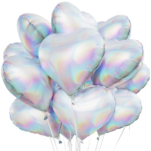 Herz Folienballon Laser Silber 10 Stück,Silber Herz Helium Luftballons,Heliumballon Herzen,Herzluftballons,Herzform Folienluftballon Herzballons für Geburtstag Hochzeit Valentinstag von Meleager