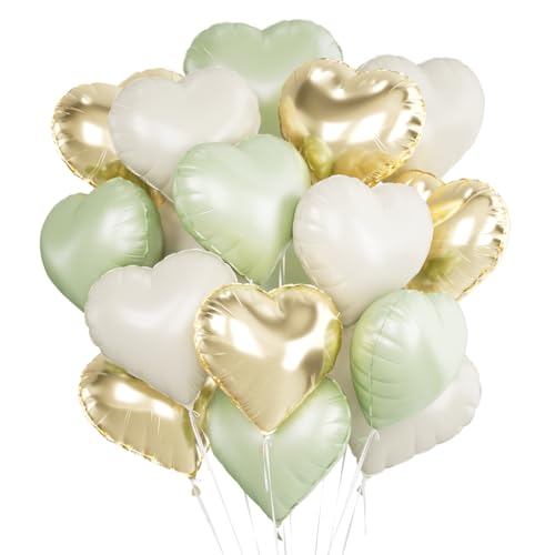 Herz Folienballon 24 Stück,Herz Helium Luftballons,Heliumballon Herzen,Grün Gold Herzluftballons,Herzform Folienluftballon Herzballons für Geburtstag Hochzeit Valentinstag Herz Folienballon 24 Stück,Herz Helium Luftballons,Heliumballon Herzen,Grün Gold Herzluftballons,Herzform Folienluftballon Herzballons für Geburtstag Hochzeit Valentinstag von Meleager
