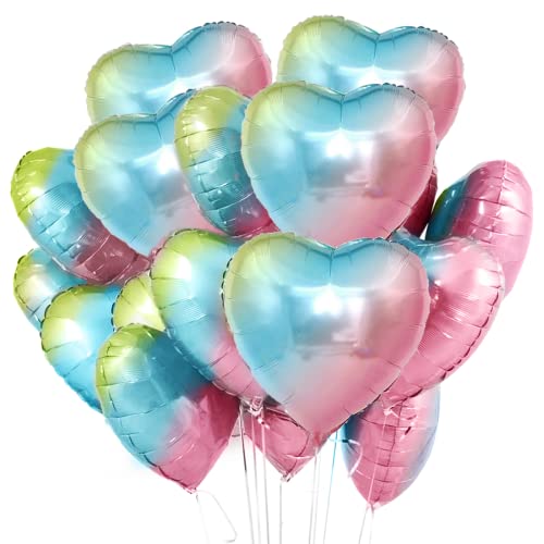Herz Folienballon Bunt 20 Stück,Herz Helium Luftballons,Heliumballon Herzen,Herzluftballons,Herzform Folienluftballon Herzballons Geeignet für Geburtstag Hochzeit Verlobung Brautdusche Valentinstag von Meleager
