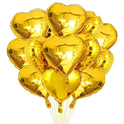 Herz Folienballon Gold 20 Stück,Herz Helium Luftballons,Heliumballon Herzen,Herzluftballons,Herzform Folienluftballon Herzballons Geeignet für Geburtstag Hochzeit Verlobung Brautdusche Valentinstag von Meleager