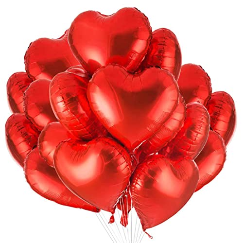 Herz Folienballon Rot 30 Stück，Herzballons Hochzeit Rot,Herz Helium Luftballons,Herzluftballons für Party,Geburtstag,Valentinstag, Hochzeit, Verlobung,Muttertag Dekoration von Meleager