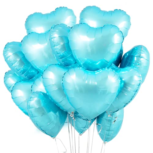 Herz Folienballon hellblau 20 Stück,Herz Helium Luftballons,Heliumballon Herzen,Herzluftballons,Herzform Folienluftballon Herzballons für Geburtstag Hochzeit Verlobung Brautdusche Valentinstag von Meleager