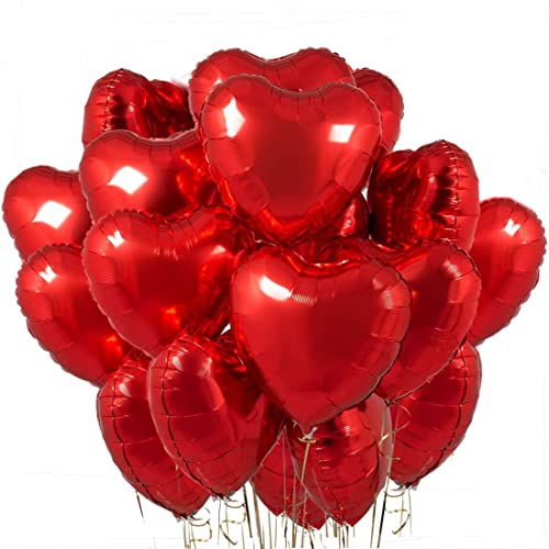 Herz Folienballon rot 20 Stück,Herz Helium Luftballons,Heliumballon Herzen,Herzluftballons,Herzform Folienluftballon Herzballons Geeignet für Geburtstag Hochzeit Verlobung Brautdusche Valentinstag von Meleager