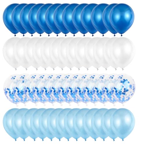 Luftballons Blau Weiss,60 pcs Blau Konfetti Helium Ballons,Pailletten Helium Ballon,für Hochzeit und Geburtstag,Graduierung,Junge Geburtstag Dekorationen,Baby-Duschen,Graduierung (Blau) von Meleager