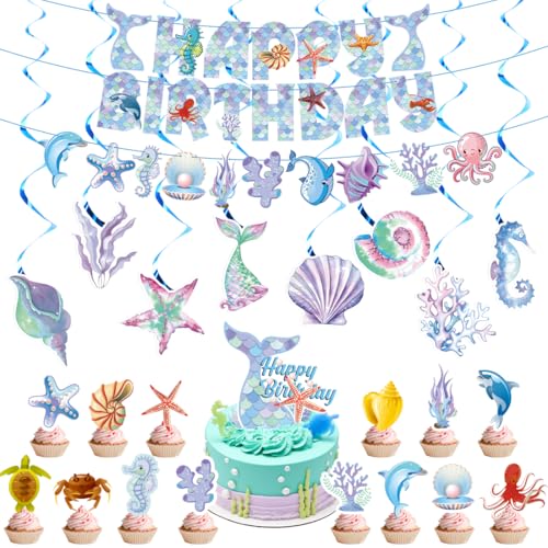Meerjungfrau Geburtstag Deko, Meerjungfrau Hängende Wirbel Deko Kindergeburtstag, Geburtstag Girlande, Tortendeko, Unterwasserwelt Party Deko für Jungen Mädchen Mermaid Thema Parteien Meerjungfrau Geburtstag Deko, Meerjungfrau Hängende Wirbel Deko Kindergeburtstag, Geburtstag Girlande, Tortendeko, Unterwasserwelt Party Deko für Jungen Mädchen Mermaid Thema Parteien von Meleager