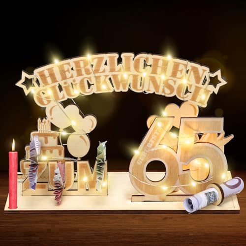 Meleager Geldgeschenke 65 Geburtstag,65.Geschenke Dekoration mit LED Lichterkette,Geschenke aus Holz zum 65 Geburtstag Mann Frau,Geldgeschenke Geburtstag Holz, A05-5 Meleager Geldgeschenke 65 Geburtstag,65.Geschenke Dekoration mit LED Lichterkette,Geschenke aus Holz zum 65 Geburtstag Mann Frau,Geldgeschenke Geburtstag Holz, A05-5 von Meleager
