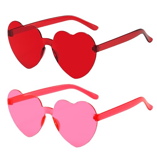 Meleager Randlose Herz Brille, Herzförmige Sonnenbrille Rosa e Rot, 2 Stück Sonnenbrillen Set Party, Vintage Herzform Brille, Hippie Brille Herz 90er, für Party, Hochzeit, Karneval, Halloween Meleager Randlose Herz Brille, Herzförmige Sonnenbrille Rosa e Rot, 2 Stück Sonnenbrillen Set Party, Vintage Herzform Brille, Hippie Brille Herz 90er, für Party, Hochzeit, Karneval, Halloween von Meleager