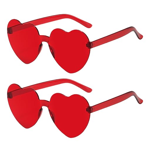 Meleager Randlose Herz Brille, Herzförmige Sonnenbrille Rot, 2 Stück Sonnenbrillen Set Party, Vintage Herzform Brille, Hippie Brille Herz 90er, für Party, Hochzeit, Karneval, Halloween Meleager Randlose Herz Brille, Herzförmige Sonnenbrille Rot, 2 Stück Sonnenbrillen Set Party, Vintage Herzform Brille, Hippie Brille Herz 90er, für Party, Hochzeit, Karneval, Halloween von Meleager