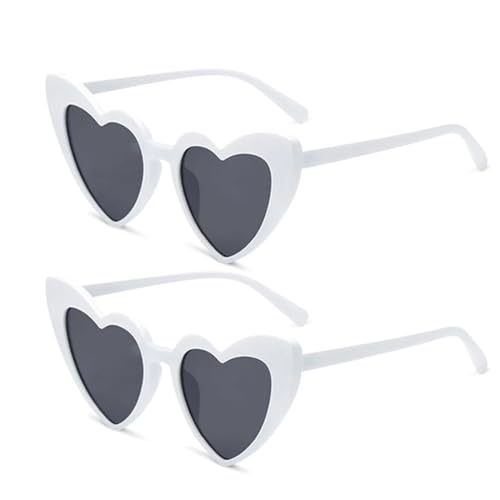 Meleager Retro Herz Sonnenbrille, Herzförmige Sonnenbrille Weiß, 2 Stück Sonnenbrillen Set Party, Vintage Herzform Brille, Hippie Brille Herz 90er, für Party, Hochzeit, Karneval, Halloween Meleager Retro Herz Sonnenbrille, Herzförmige Sonnenbrille Weiß, 2 Stück Sonnenbrillen Set Party, Vintage Herzform Brille, Hippie Brille Herz 90er, für Party, Hochzeit, Karneval, Halloween von Meleager