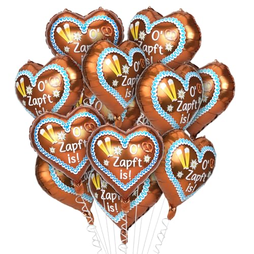 Oktoberfest deko,20 Stück "O' Zapft is'' Herz Folienballons,Folienballons oktoberfest,Bayrische deko,Luftballons bayrisch,Heliumballons für Oktoberfest party Hintergrund von Meleager