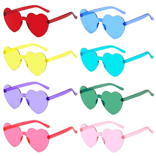 Randlose Herz Brille, Herzförmige Sonnenbrille Mehrfarbig, 8 Stück Sonnenbrillen Set Party, Vintage Herzform Brille, Hippie Brille Herz 90er, für Party, Hochzeit, Karneval, Halloween Randlose Herz Brille, Herzförmige Sonnenbrille Mehrfarbig, 8 Stück Sonnenbrillen Set Party, Vintage Herzform Brille, Hippie Brille Herz 90er, für Party, Hochzeit, Karneval, Halloween von Meleager