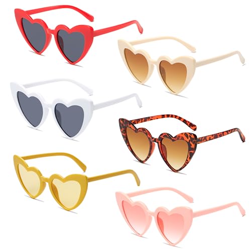 Retro Herz Sonnenbrille, Herzförmige Sonnenbrille Mehrfarbig, 6 Stück Sonnenbrillen Set Party, Vintage Herzform Brille, Hippie Brille Herz 90er, für Party, Hochzeit, Karneval, Halloween Retro Herz Sonnenbrille, Herzförmige Sonnenbrille Mehrfarbig, 6 Stück Sonnenbrillen Set Party, Vintage Herzform Brille, Hippie Brille Herz 90er, für Party, Hochzeit, Karneval, Halloween von Meleager