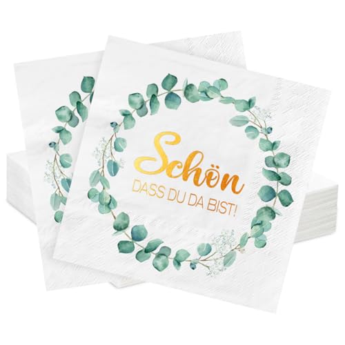 Schön das du da bist Servietten, 40 Stück 3-Lagige Servietten Party, Servietten Salbeigrün als Tischdeko für Kommunion, Geburtstage, Hochzeit, Taufe, Babyparty, Papierservietten Vintage 33x33cm Schön das du da bist Servietten, 40 Stück 3-Lagige Servietten Party, Servietten Salbeigrün als Tischdeko für Kommunion, Geburtstage, Hochzeit, Taufe, Babyparty, Papierservietten Vintage 33x33cm von Meleager
