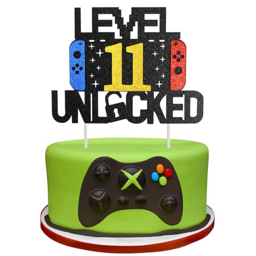 Videospiel Tortendeko Geburtstag, 11th Videospiel Cupcake Topper, Glitter Spielkonsolen Thema Kuchenaufsatz, Happy Birthday Kuchen Deko, Gaming Cake Topper für 11 Jahre Junge und Mädchen Geburtstag von Meleager