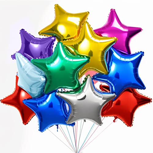 Stern Folienballons Bunt 24 Stück，Sternluftballons Heliumballon ​Folienballon, Bunt Deko Stern Luftballons, Silvester Party，Hochzeitsdeko, Geburtstagsdeko oder Valentinstag（8 Farben） von Meleager