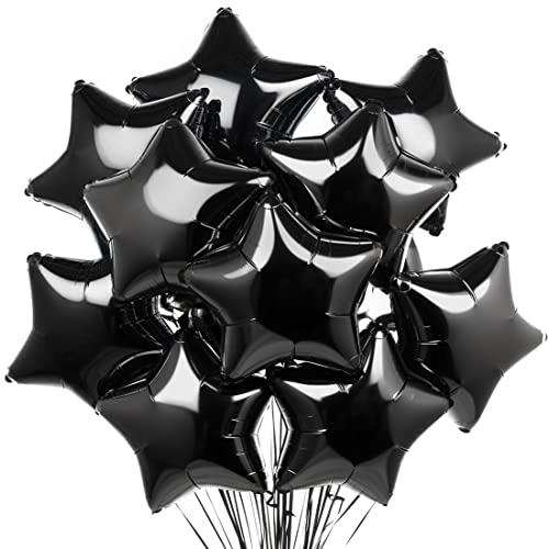 Stern Folienballons Schwarz 20 Stück，Sternluftballons Heliumballon ​Folienballon, Schwarz Deko Stern Luftballons, Silvester Party，Hochzeitsdeko, Geburtstagsdeko oder Valentinstag von Meleager