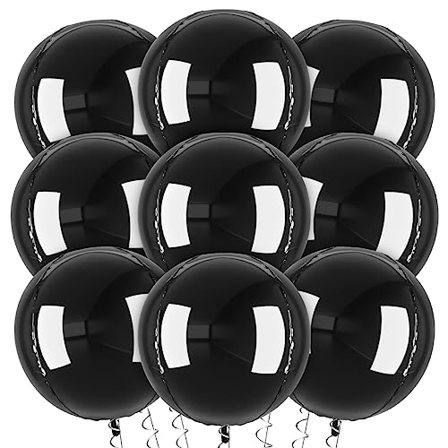 XXL Schwarz Ballons, 9 Stück Schwarze Folienballons, 22 Zoll Groß 4D Schwarze Foil Ballons, Schwarze Luftballons für Geburtstagsfeiern Hochzeiten Jubiläen Party Deko von Meleager