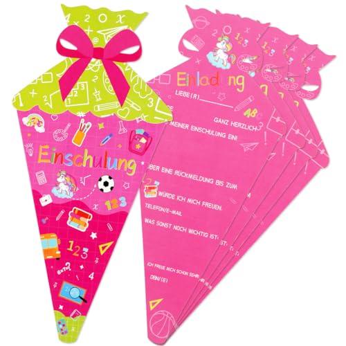 Zuckertüte Geformte Einschulungskarten, Einladung Einschulung Rosa, 12 Stück Einschulung Einladungskarten, Einladungen zum Schulanfang, Schulbeginn Partyeinladungen,, für Schulkind Mädchen Junge Zuckertüte Geformte Einschulungskarten, Einladung Einschulung Rosa, 12 Stück Einschulung Einladungskarten, Einladungen zum Schulanfang, Schulbeginn Partyeinladungen,, für Schulkind Mädchen Junge von Meleager
