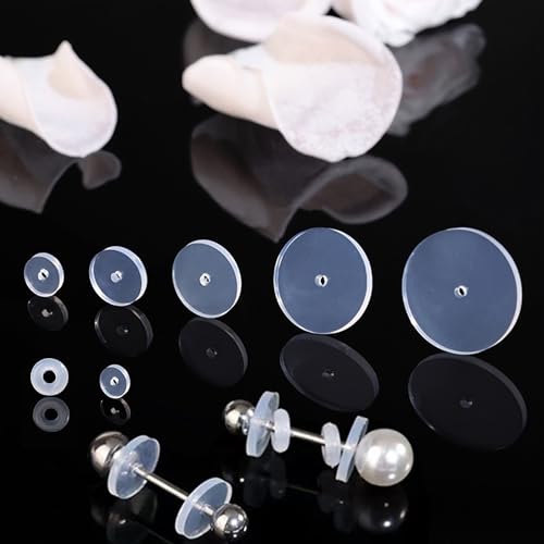 Klare Ohrläppchen-Stützflicken für Ohrringe, bequeme und hypoallergene Ohrring-Verschlüsse für hängende Ohren, verhindert Dehnen und Reißen, 3 mm Scheibe Klare Ohrläppchen-Stützflicken für Ohrringe, bequeme und hypoallergene Ohrring-Verschlüsse für hängende Ohren, verhindert Dehnen und Reißen, 3 mm Scheibe von Melimarry