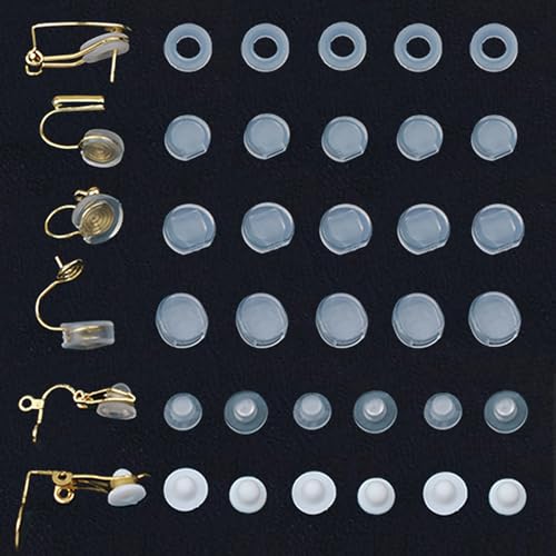 Ohrring-Pads, Multi-Stil, 80 Stück, 8 Größen, TPE-Material, Komfortkissen für Ohrclips, transparent, weiß, milchig (Gruppe 3) von Melimarry