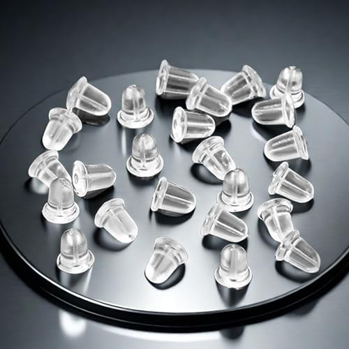 Silikon-Ohrring-Verschlüsse, 200 Stück, transparent, hypoallergen, Ersatz-Stopper für Ohrstecker, Pfosten, Kreolen, Fischhaken-Ohrringe Silikon-Ohrring-Verschlüsse, 200 Stück, transparent, hypoallergen, Ersatz-Stopper für Ohrstecker, Pfosten, Kreolen, Fischhaken-Ohrringe von Melimarry