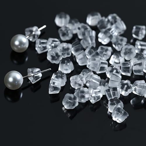 Silikon-Ohrring-Verschlüsse, 200 Stück, transparent, hypoallergen, Ersatz-Stopper für Ohrstecker, Pfosten, Kreolen, Fischhaken-Ohrringe Silikon-Ohrring-Verschlüsse, 200 Stück, transparent, hypoallergen, Ersatz-Stopper für Ohrstecker, Pfosten, Kreolen, Fischhaken-Ohrringe von Melimarry