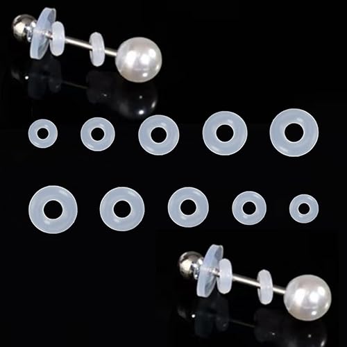 Silikon-Ohrring-Verschlüsse, Stopperringe für Piercings, transparente Stützscheiben, Stabilisator-Pads, nicht ziehende Piercingscheiben, Ringe, 3–7 mm Ohrläppchen-Stützflicken (4 mm Ring) von Melimarry