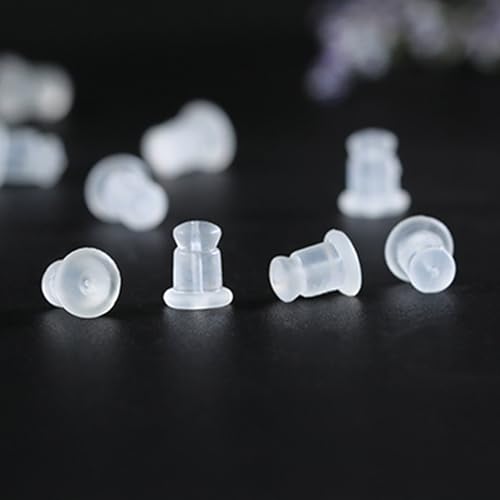 Silikon-Ohrring-Verschlüsse, weich, transparent, hypoallergen, Ersatz-Stopper für Ohrstecker, Ohrstecker, Fischhaken, 100 Stück von Melimarry