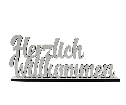 Deko-Schriftzug Herzlich Willkommen aus Holz in weiß – 20cm von Melis