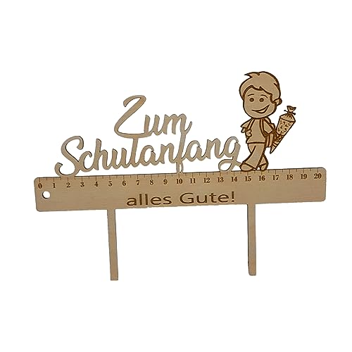 Einschulung Cake-Topper – Zum Schulanfang alles Gute – Junge Mädchen - 20cm – Tortenstecker aus Holz Einschulung Cake-Topper – Zum Schulanfang alles Gute – Junge Mädchen - 20cm – Tortenstecker aus Holz von Melis